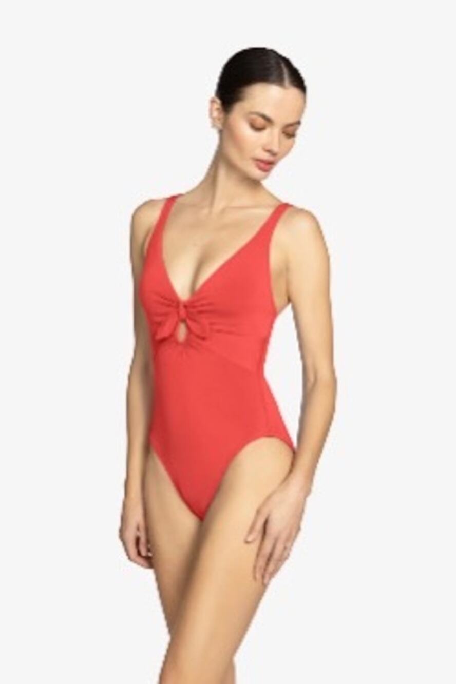 Robin Piccone Ava Knot One Piece Swimsuit Color Guava Size 6 NWOT